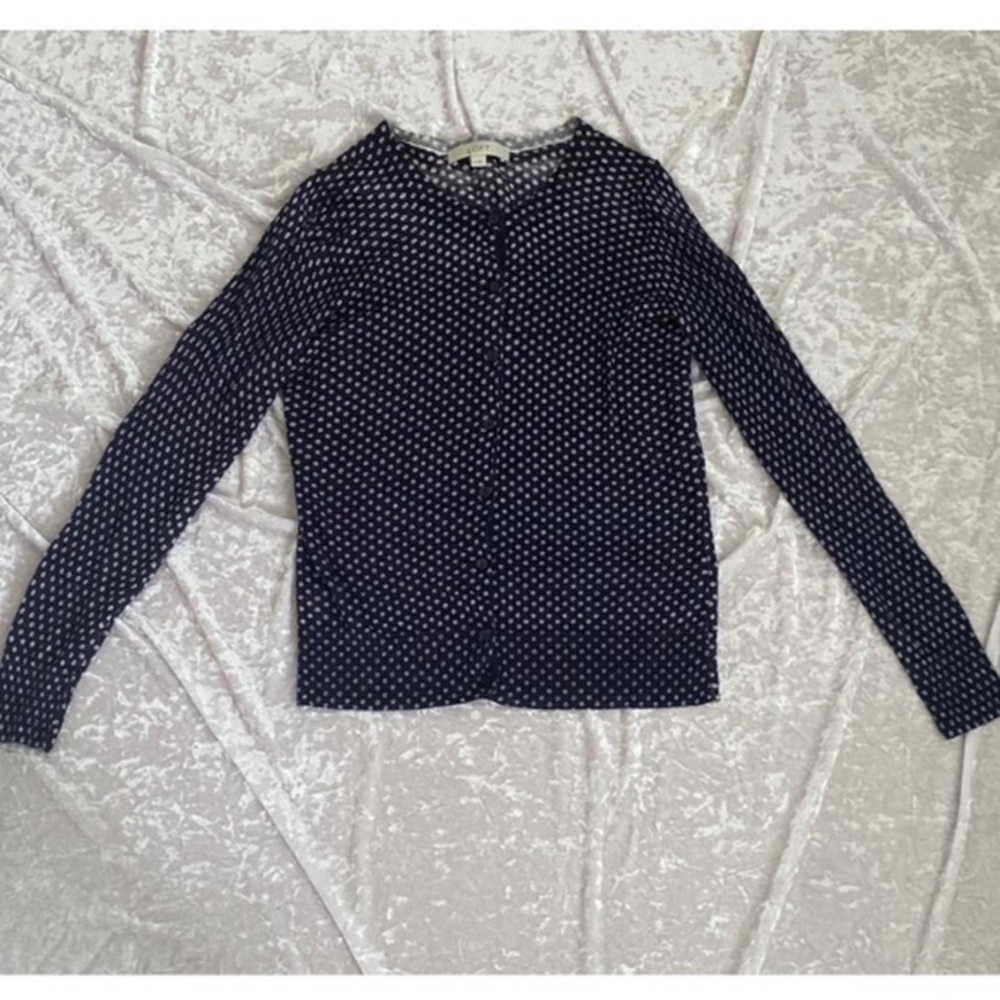 Loft Blue And White Light Cardigan Size M